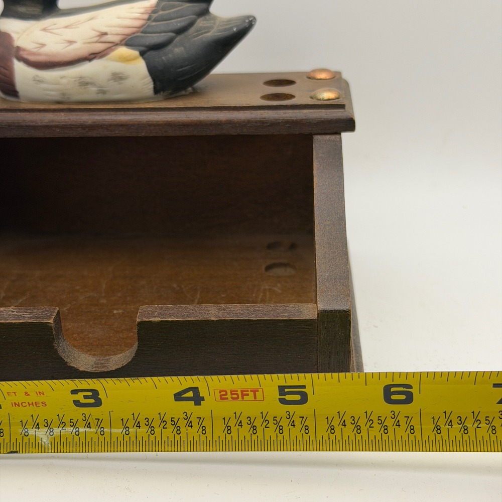 Mallard Duck Desk Organizer Pen Holder Rustic Lodge Wood Mail Holder Cabin Decor - Picture 10 of 10